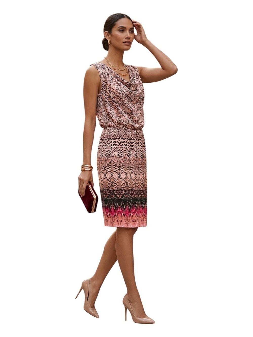 Dana Buchman Pink Ombre Patterned Pencil Skirt